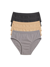 Mid Waist Hipster Panty With Outer Elastic Bundle Of 5 - ( Grey, 2 Black & 2 Beige)